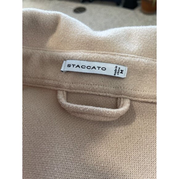 Staccato Shacket Size Medium Button Up Long Sleeve Oversized Fit Beige Neutral - Picture 4 of 7